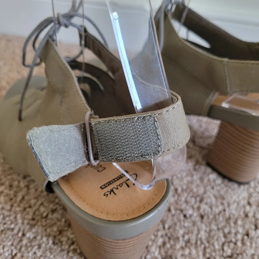 Clarks Banoy Waneta‎ Lace Up Sandal Heel Shoes NWT